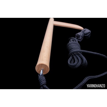 kusarigama treningowa z drewna bukowego z liną i obciążnikiem